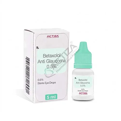 betaxolol anti glaucoma 0.5% eye drops 5ml plastic bottle and box - Actiza