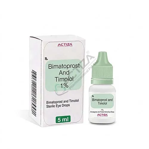 bimatoprost and timolol 1% eye drops 5ml plastic bottle and box - Actiza