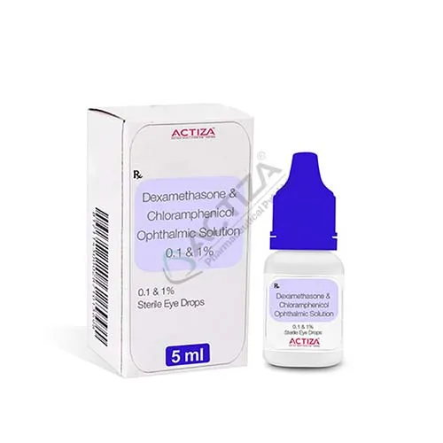dexamethasone chloramphenicol 0.1 percent and 1 percent 5ml box and drop bottle - Actiza