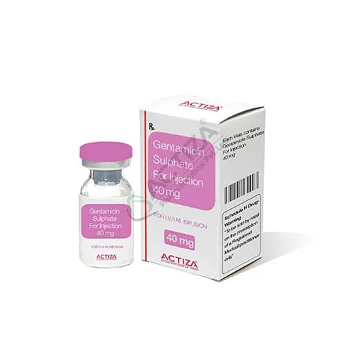 Gentamicin sulphate injection vial and box - Actiza