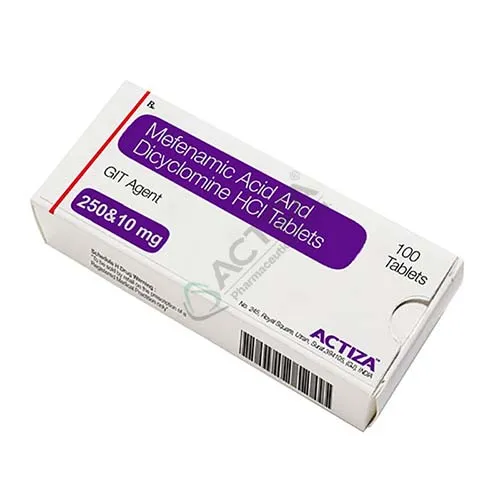 mefenamic acid dicyclomine hcl tablets box - Actiza