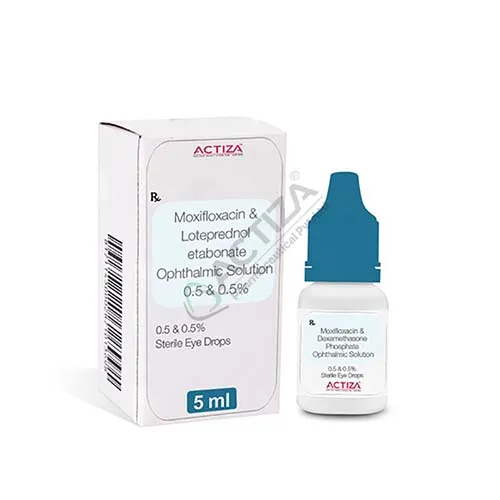 moxifloxacin and loteprednol etabonate eye and ear drops box and bottle - Actiza