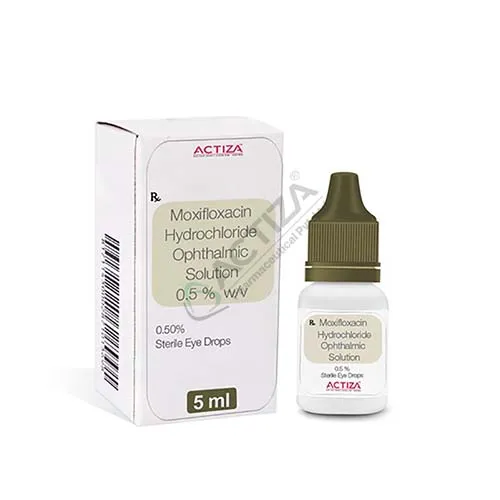 moxifloxacin hcl antibacterial eye and ear drops box and bottle - Actiza
