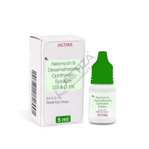 neomycine and dexamethasone eye drops box and bottle - Actiza