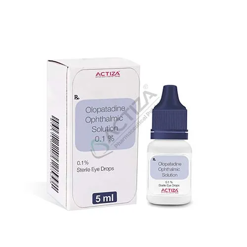 olopatadine antiallergics eye drops box and bottle - Actiza