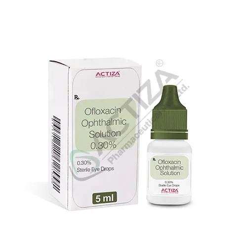ofloxacin antibacterial eye drop box and bottle - Actiza