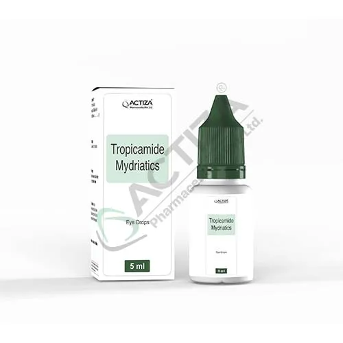 tropicamide mydriatics eye drops box and bottle - Actiza